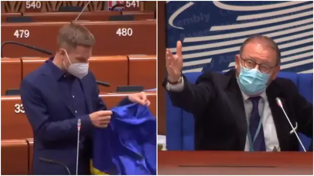 Председатель ПАСЕ сорвал овации, заставив замолчать депутата Рады с флагом Украины