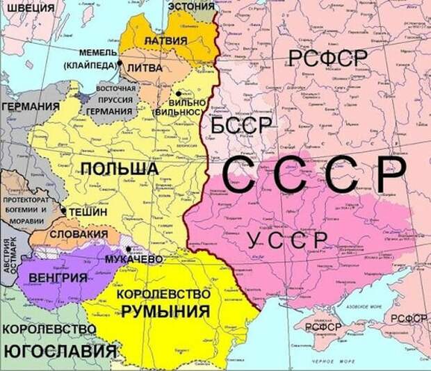 Приблизительная климатическая граница между востоком Восточной Европы и ее западной частью