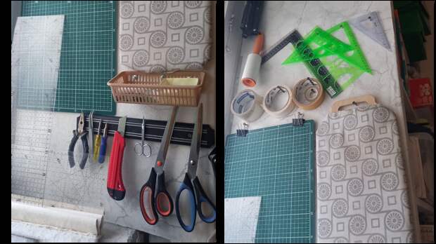 Даже придумала какую то подставку под линейки.