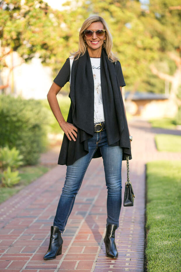womens black cape vest