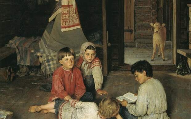 Новая сказка. Н. П. Богданов-Бельский, 1891 год. | Фото: moiarussia.ru.