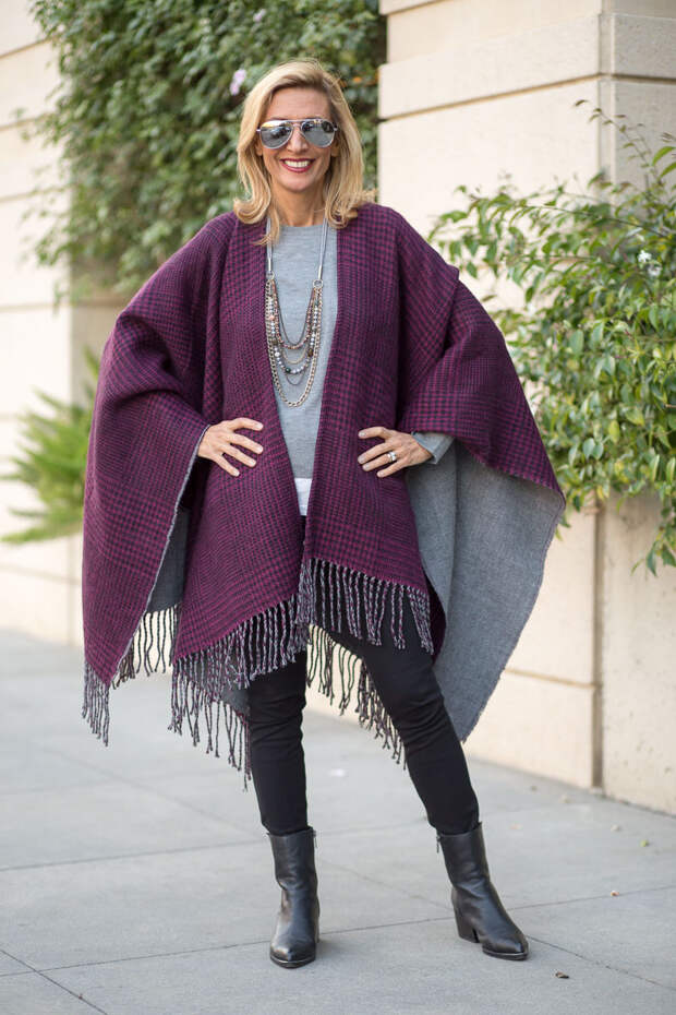purple-black-houndstooth-and-solid-gray-reversible-poncho-jacket-society-0054