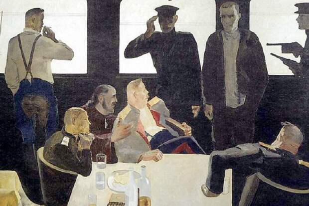 Александр Дейнека. На допросе. Штаб белых. 1933, фрагмент