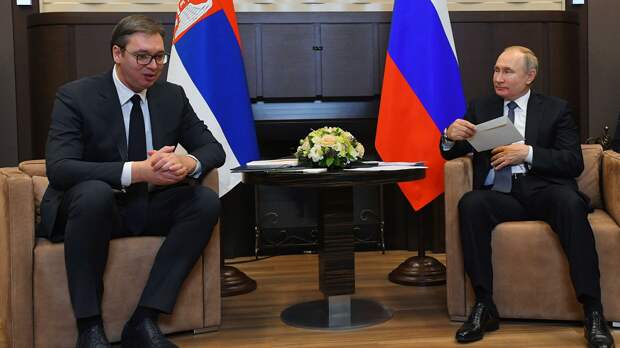 Президент РФ Владимир Путин и президент Сербии Александр Вучич во время встречи Президент РФ Владимир Путин и президент Сербии Александр Вучич во время встречи - РИА Новости, 1920, 23.11.2021