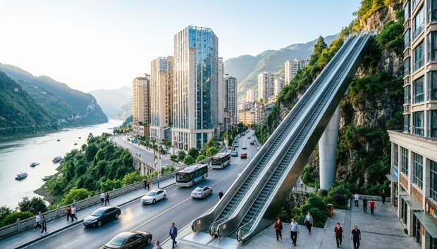 В китайском Ушане построили «лестницу в небо»