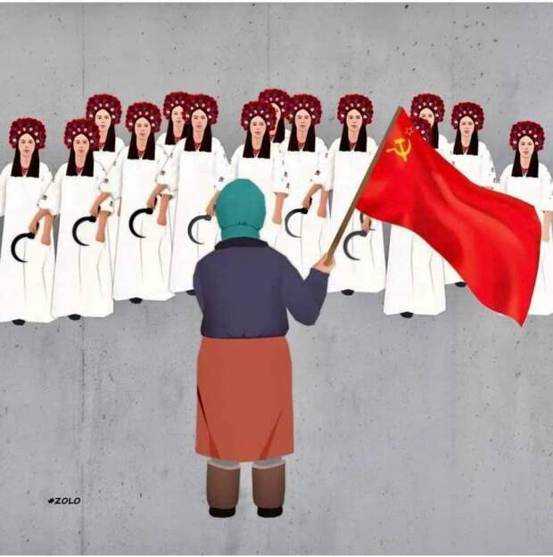 Красное Знамя в руках бабушки – символ освобождения Украины