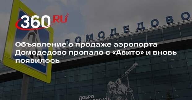 Объявление о продаже аэропорта Домодедово пропало с «Авито» и вновь появилось