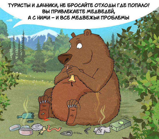 10 забавных, но правдивых комиксов, о правилах поведения с медведями комикс, медведь