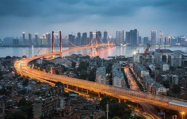Мост Иньвучжоу в городе Ухань виды, города, китай, красота, необыкновенно, пейзажи, удивительно, фото