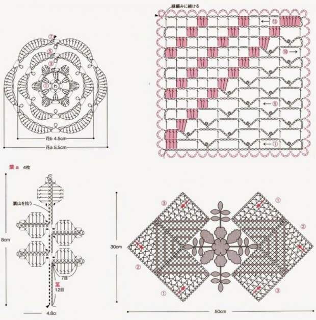 Схема вязания крючком красивых салфеток