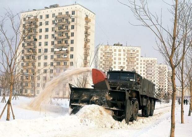 Снегоуборщик на Балаклавском проспекте, Москва, 1970-е СССР, детство, ностальгия, подборка