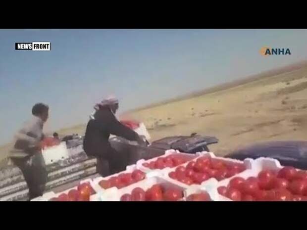 Курдские военные доставляют продовольствие перемещенным жителям Дейр-эз-Зоре