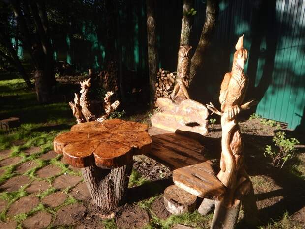 Три идеи для одной дачи Александр Ивченко, идеи для дачи, резьба по дереву, садовая мебель, скульптура бензопилой, табурет