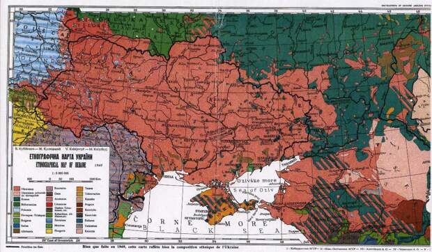 Этнографическая карта Украины 1949 года исторические карты, карта, картография, карты, редкие карты