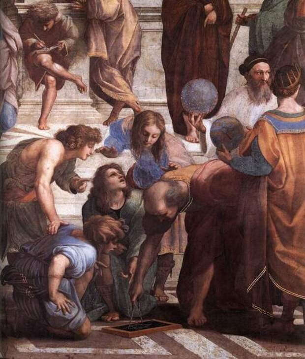 Заратустра держит небесную сферу на фреске Рафаэля Афинская школа