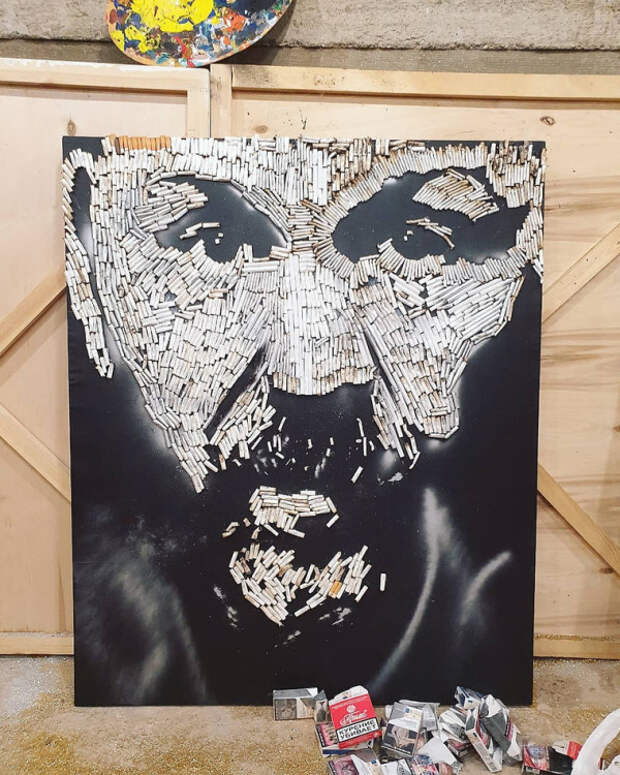 Уфимская художница сделала портрет Шнурова из окурков