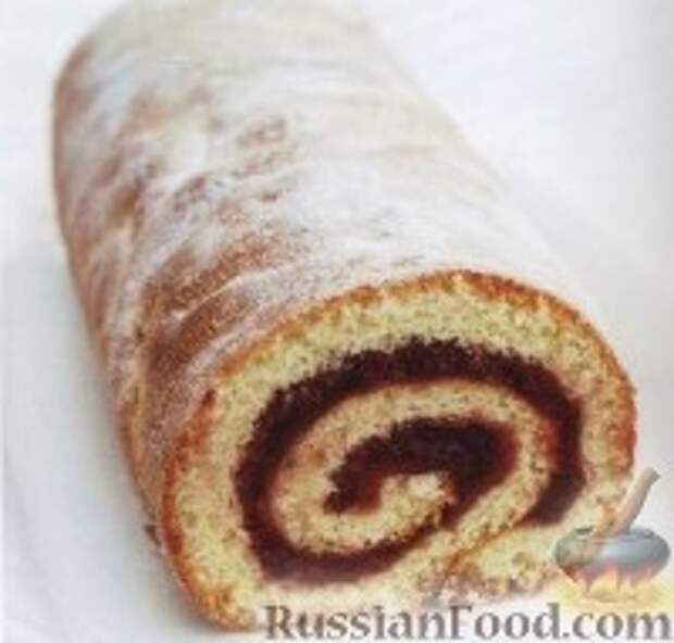 Фото к рецепту: Швейцарский бисквитный рулет Фото к рецепту: Швейцарский бисквитный рулет