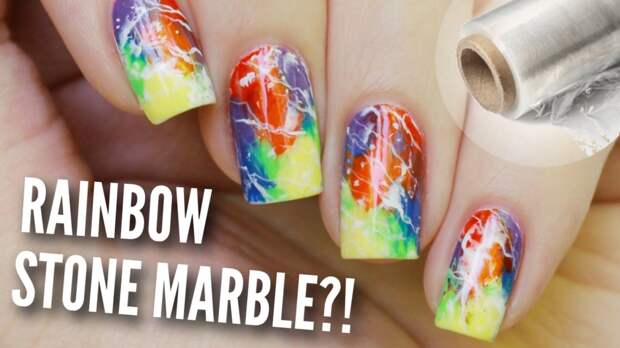 Картинки по запросу DIY Rainbow Stone Marble Nails | Easy Hack!
