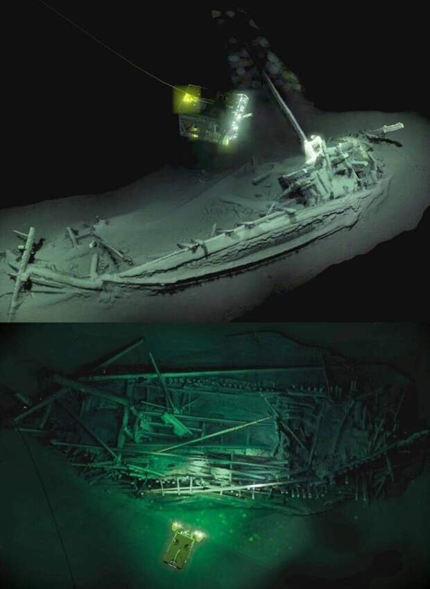 38. Самый старый в мире неповрежденный корабль, обнаруженный на глубине 2 км в Черном море. Судно древнегреческое и затонуло более 2400 лет назад