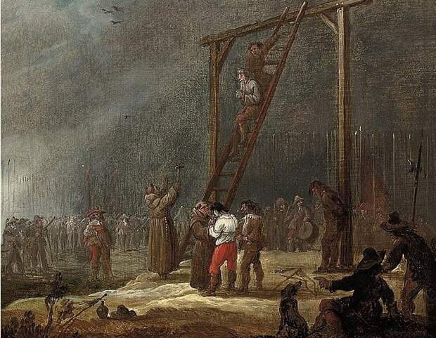 Казнь через повешение. Картина Питера Мёленера. Первая половина XVII века.