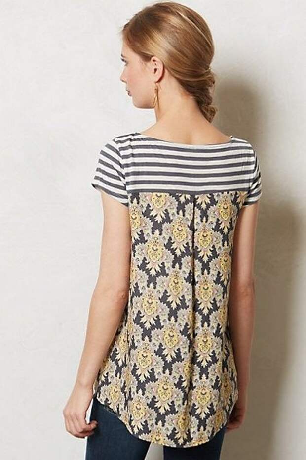 refashion shirt back pleat | Refashion Co-op: Anthropologie Inspired Tee- This could be done even easier by using the back of a mens button up shirt