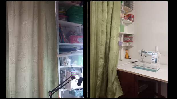 Сегодня я хочу поделиться с вами, как мне удалось максимально эффективно использовать зашторное пространство, для своего швейного уголка.-9