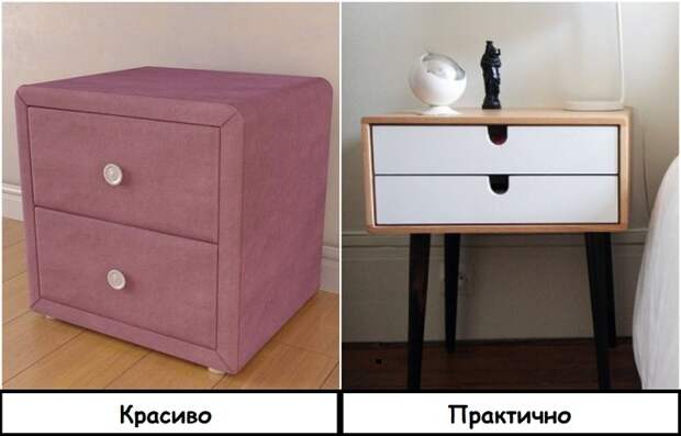 Мягкую прикроватную тумбочку лучше заменить на модель из практичного материала