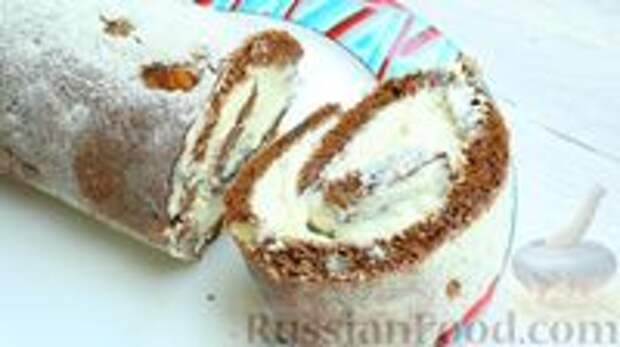 Фото к рецепту: Шоколадно-морковный рулет со сливочным кремом Фото к рецепту: Шоколадно-морковный рулет со сливочным кремом