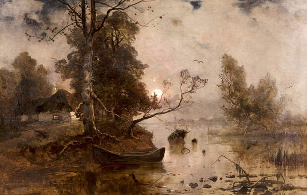 Закат на болотах. 1898. Вечер. Осень (648x412, 314Kb)