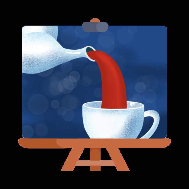 Teapot and cup of tea in Procreate