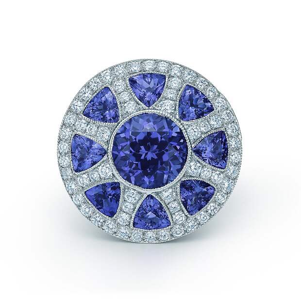 The Gatsby Collection ring in platinum with a 3.48-carat tanzanite and  diamonds. | Tiffany & Co.