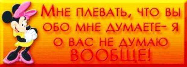 Мне наплевать что вы обо мне думаете . Я о вас не думаю вообще!
