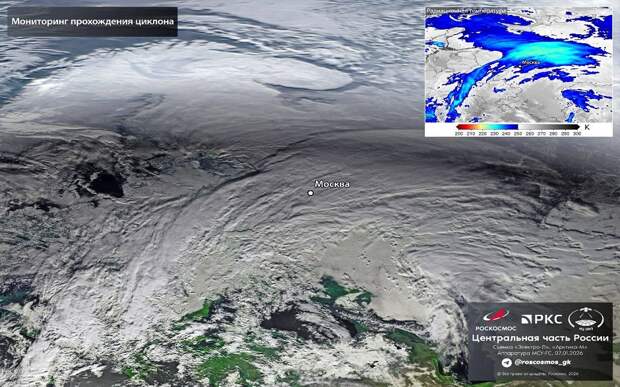 Циклон, заваливающий снегом Рязань и область, сфотографировали из космоса