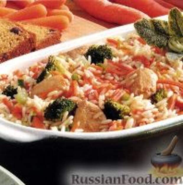 Фото к рецепту: Курица с рисом и морковью