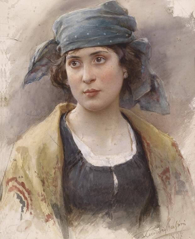 Акварельно-Жанрово-Портретное... Ludwig Johann Passini (Austrian, 1832-1903)
