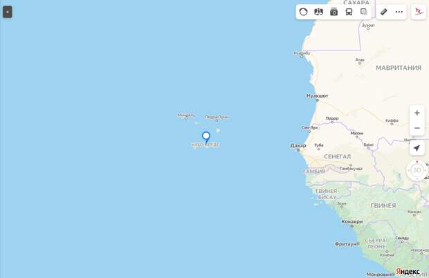 Кабо-Верде, скриншот Яндекс карты