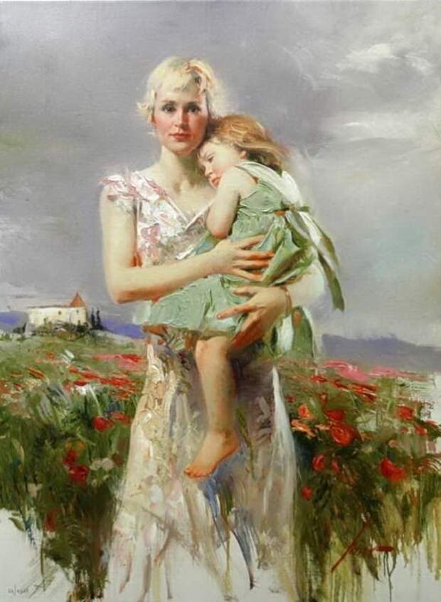 Мать и дитя в творчестве художника Пино Даени
