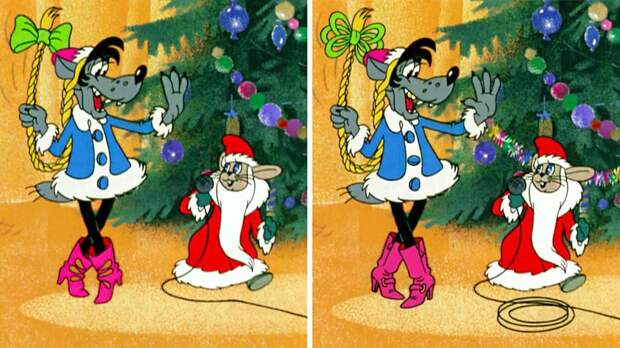 Тест: найдите 7 отличий от оригинального кадра из мультфильма «Ну погоди»