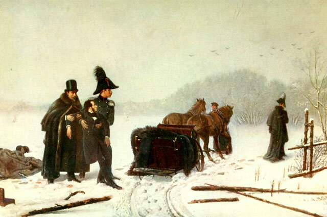 Дуэль Пушкина с Дантесом. Художник А. Наумов 1884. Фото: репродукция.
