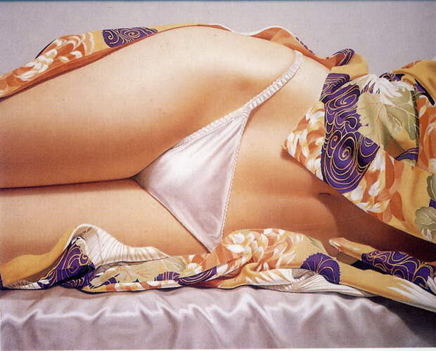 Этот художник рисует только фотреалистичные картины нижней части женского тела в нижнем белье рисунок, тело, фигура, художник