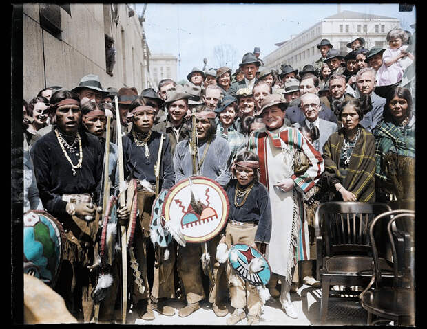 Вашингтон, 1936 год америка, индейцы, история, колоризация, колоризированные фото, коренные жители, сша, фото