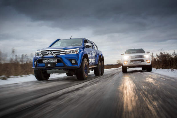 Испытываем «арктические» пикапы Toyota Hilux, у которых 10 колес на двоих. Фото 3