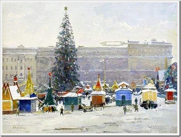 Пичугин Сергей Иванович (Россия, 1881 -1971) «Пушкинская площадь» 1947 Пичугин Сергей Иванович (Россия, 1881 -1971) «Пушкинская площадь» 1947