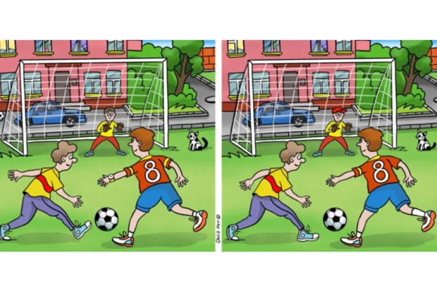 Вернитесь в детство: на этой картинке с пацанами, гоняющими мяч, спрятаны 11 отличий