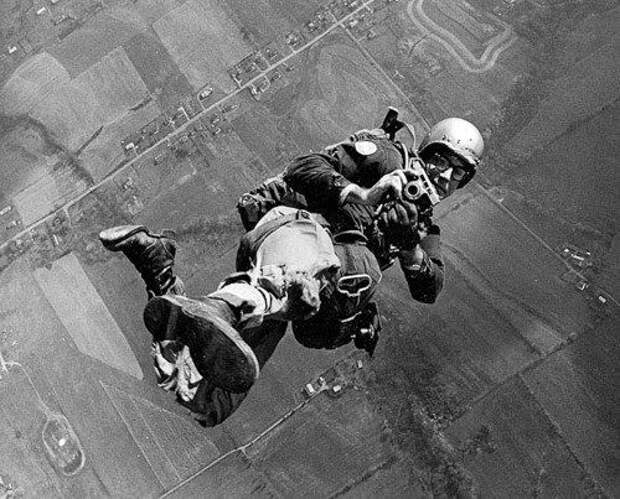 03 - A paratrooper holding a camera while in the air