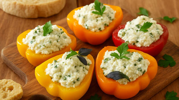 Перцы, фаршированные сыром и зеленью за 15 минут: такую закуску под шашлык съедят быстрее него