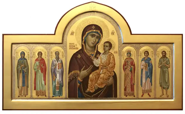 Иверская икона Богородицы с избранными святыми, иконописец Дмитрий Николаевич Хомяков