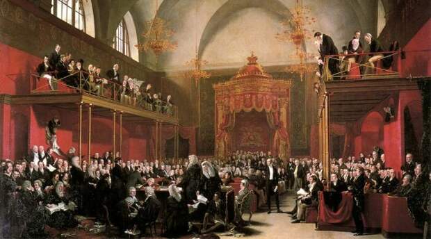Процесс против королевы Каролины, Джордж Хейтер, 1820 год. \ Фото: wikimedia.org. Процесс против королевы Каролины, Джордж Хейтер, 1820 год. \ Фото: wikimedia.org.