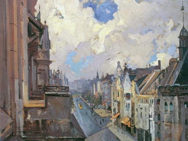 Улица в Берлине. (1920 год). Автор: Иван Мясоедов. Улица в Берлине. (1920 год). Автор: Иван Мясоедов.