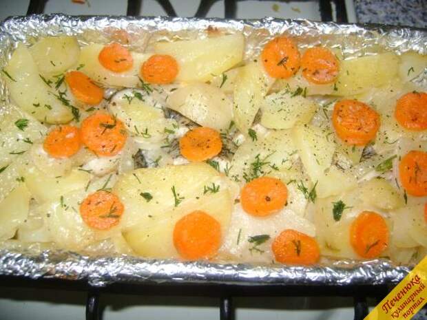 9) Щука в духовке с картофелем готова.